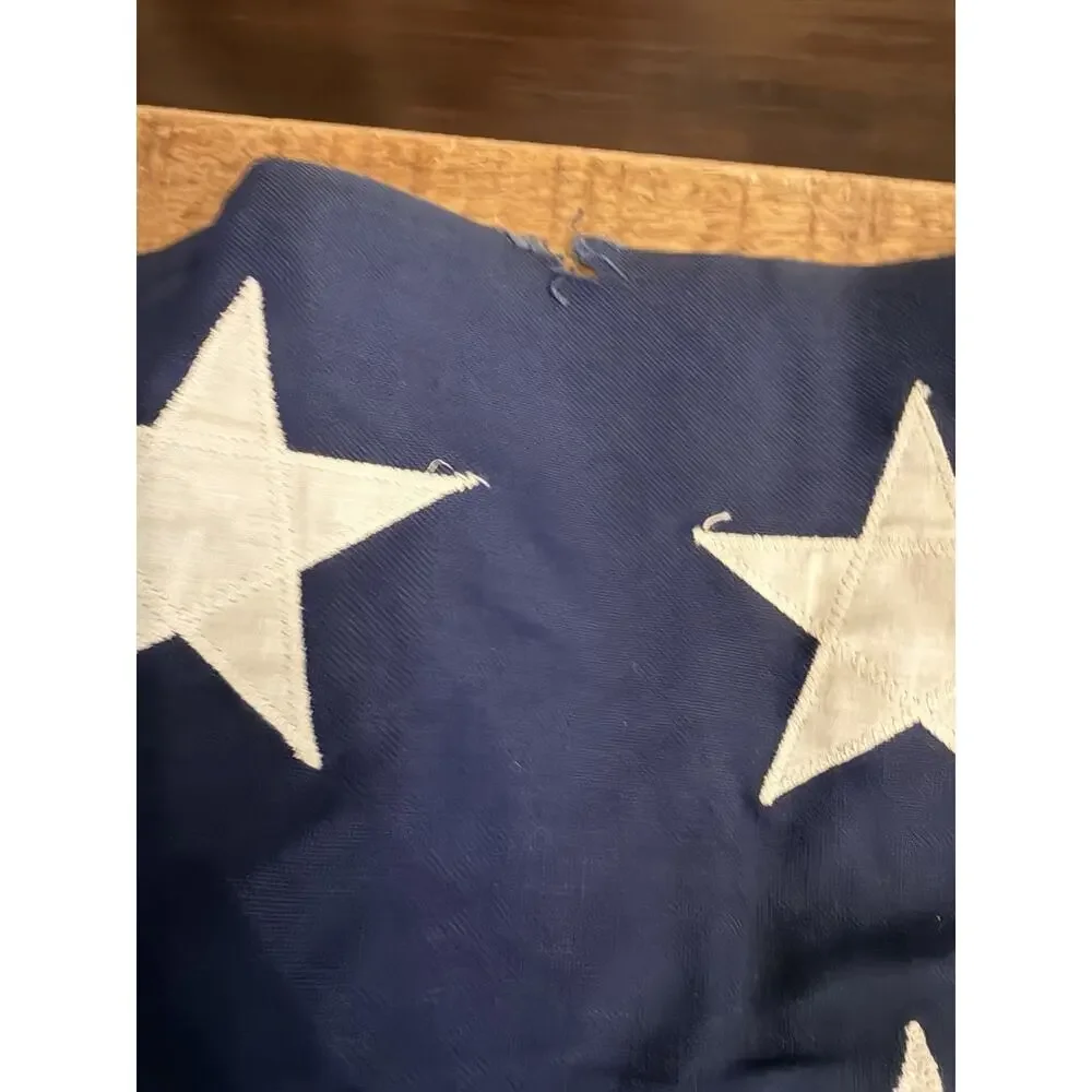 Vintage 48 Star Valley Forge American Flag 5x9.5 Sewn Stitched Stars Cotton WWII
